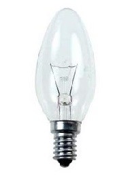 Elektros lemputė 230V 60W E14 (žvakutė skaidri)