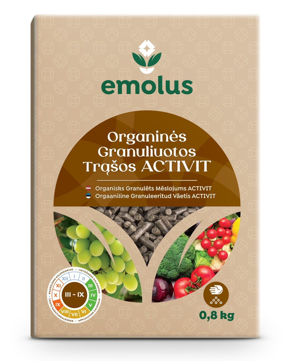 Organinės granuliuotos ekologiškos trąšos Activit 0.8kg