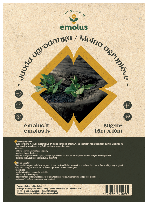 Agrodanga fasuota juoda 1.6x10m 50g/m2 E