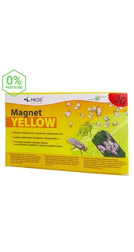 Baltasparnių, amarų gaudyklė mini Magnet Yellow 20vnt (10X24cm)