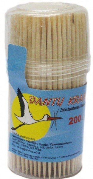 Dantų krapštukai mediniai 200vnt (minkštoje dėžutėje)