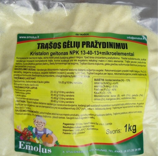 Pražydinimui trąšos NPK 13-40-13 1Kg
