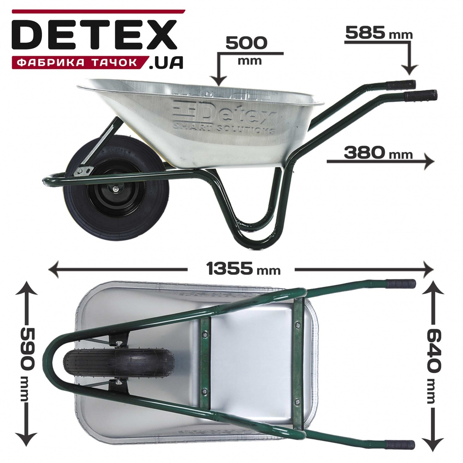 Vienaratis karutis D-1 DETEX 85L pripučiamais ratais 3.5*8