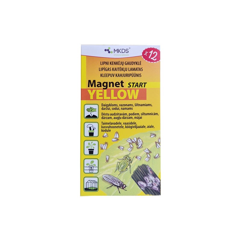 Baltasparnių, blakučių, amarų gaudyklės Magnet Start Yellow (7x14cm) 12vnt