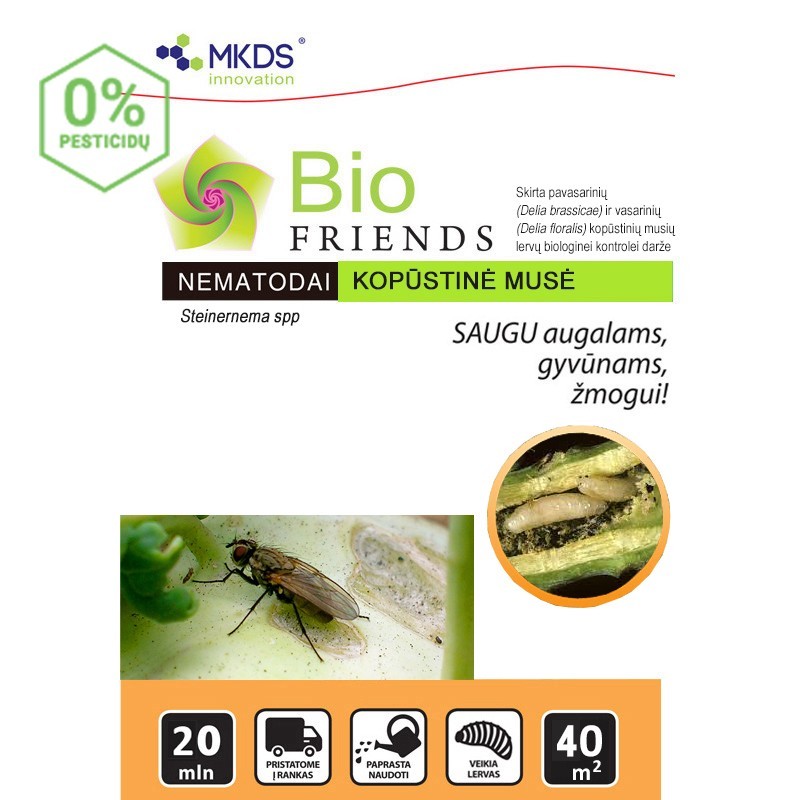 Nematodai KOPŪSTINIŲ MUSIŲ lervoms 2X10mln/40m²