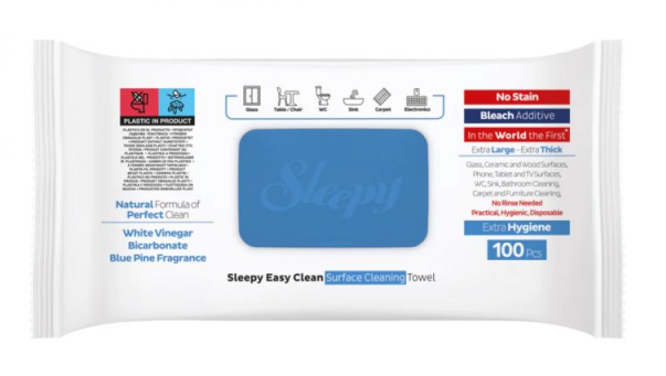 Servetėlės paviršių valymui Sleepy 100vnt (mėlyna)